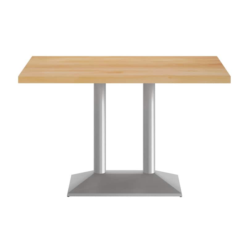 Rectangular Solid Wood Tabletop w/ 27" x 15" Two-Column Dining Height Table Base - 30"W x 48"D x 29.5"H