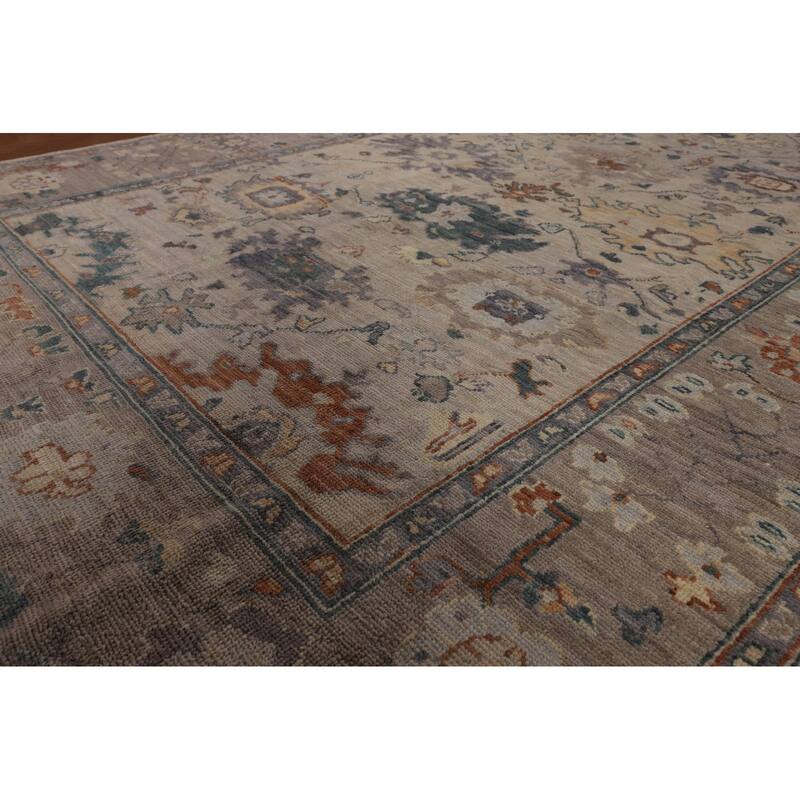 Vegetable Dye Oushak Turkish Area Rug Handmade Geometric Wool Carpet - 6'0"x 8'9"
