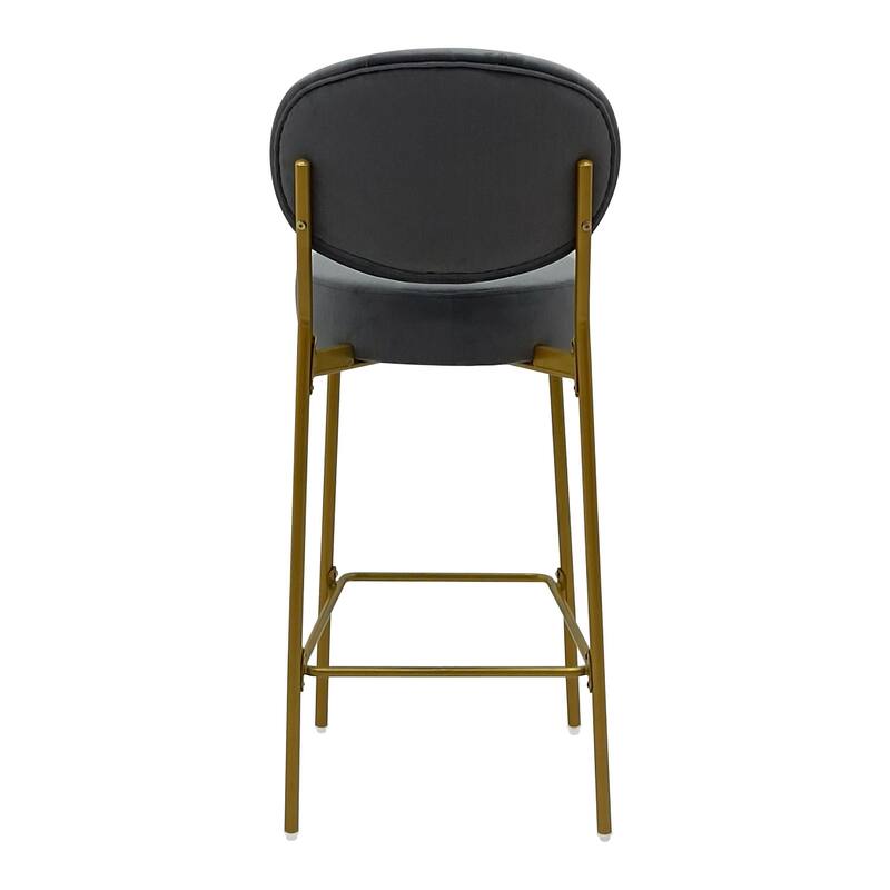 GDFStudio - Lunara Modern Velvet Upholstered Bar Height Bar Stool with Gold Metal Legs, Backrest & Footrest, Set of 2 - 41.34"H