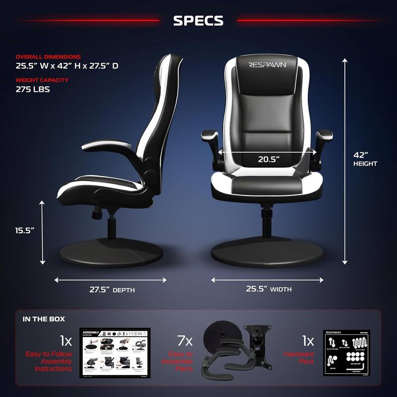 RESPAWN 800 Gaming Chair Floor, Swivel Rocker Gaming Chair, High Back Ergonomic Floor Gaming Chair for Kids and Adults