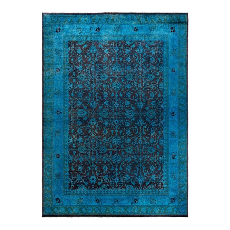 Fine Vibrance One-of-a-Kind Hand-Knotted Area Rug - Blue, 9' 0" x 11' 10" - 9' 0" x 11' 10"