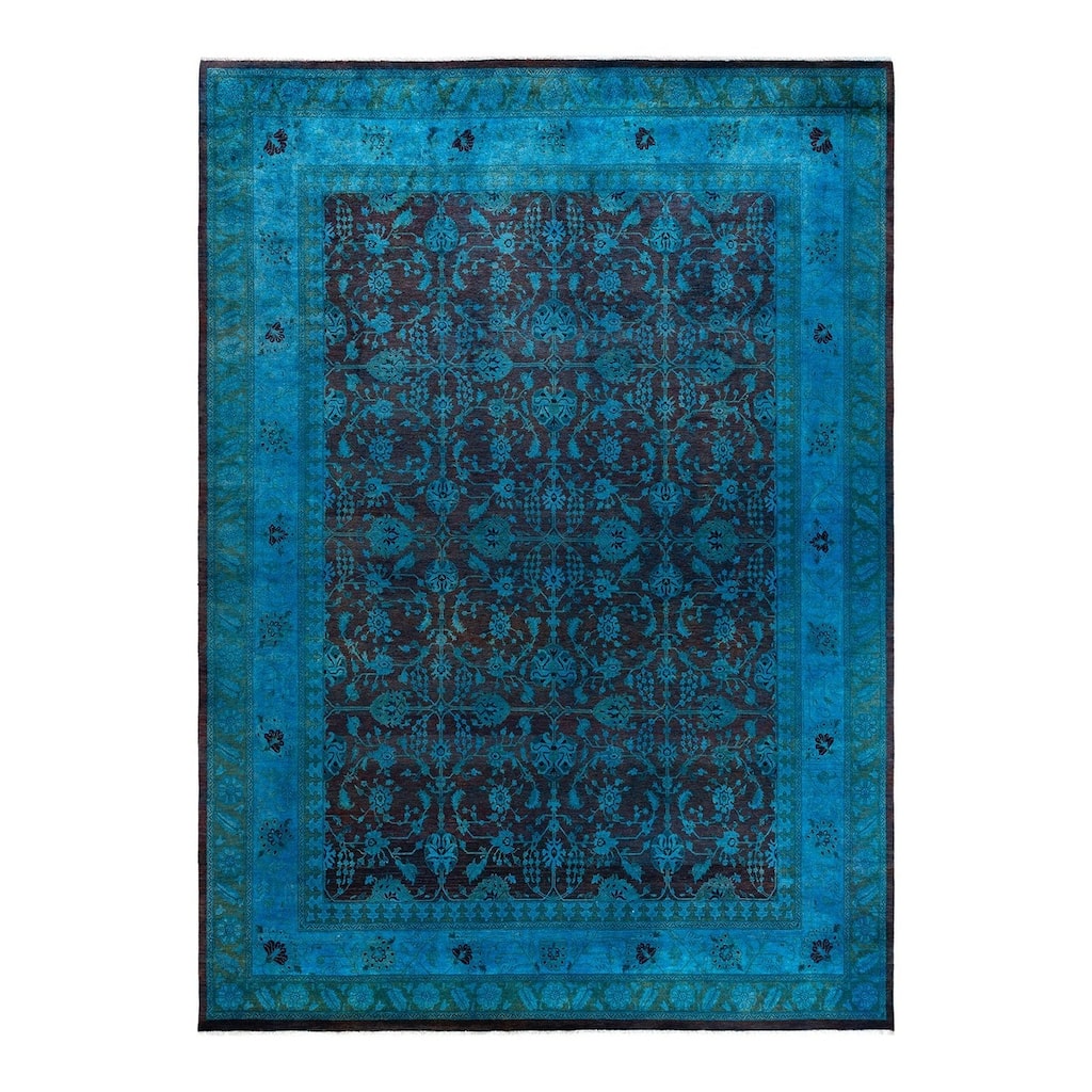 Fine Vibrance One-of-a-Kind Hand-Knotted Area Rug - Blue, 9' 0" x 11' 10" - 9' 0" x 11' 10"