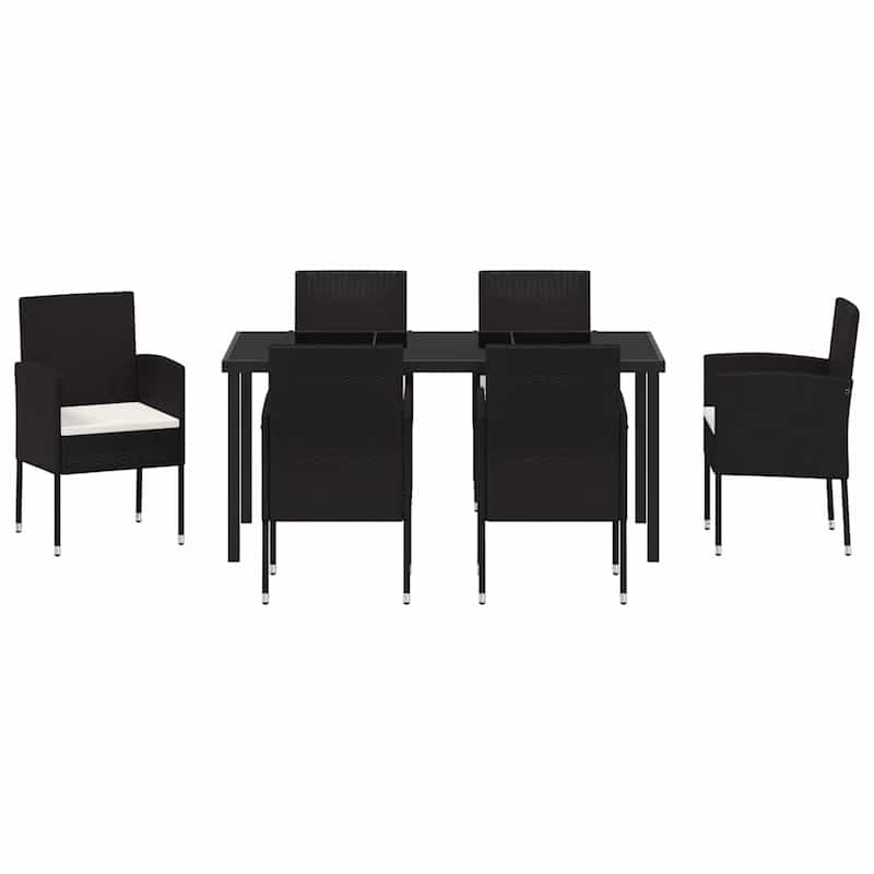 vidaXL Garden Dining Set with Cushion Black Poly Rattan