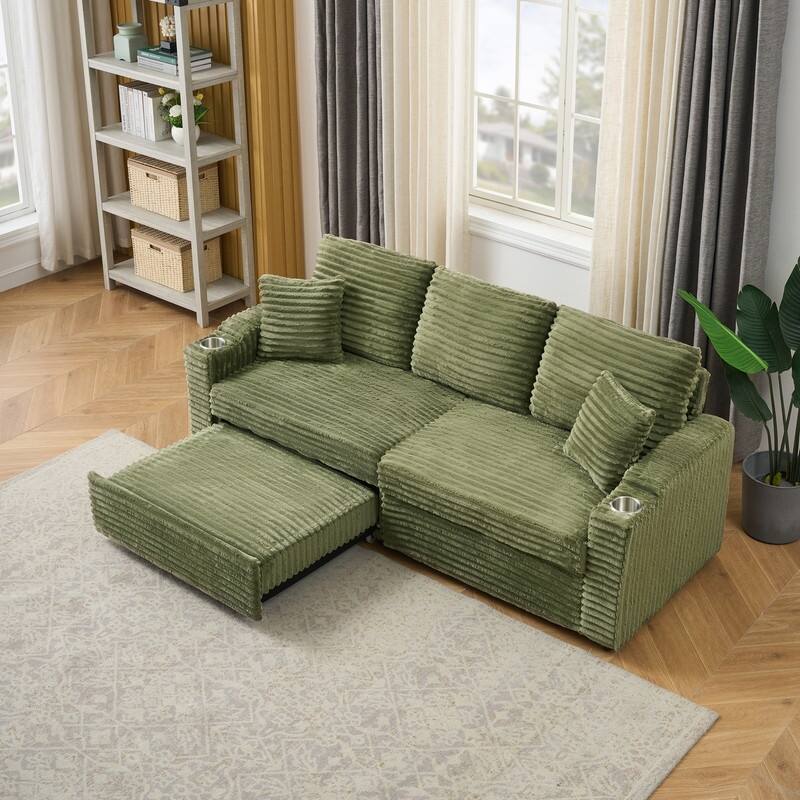 80" Cordylona Sofa, Cup Holder, Ottoman Storage
