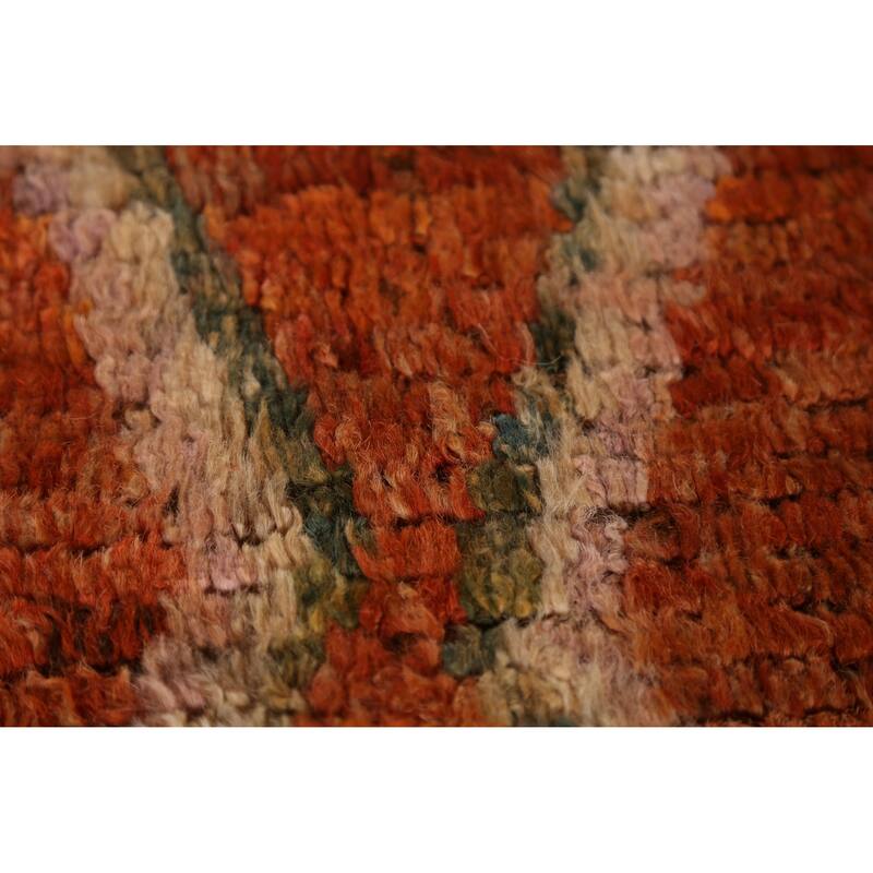 Orange Moroccan Oriental Large Rug Hand-Knotted Wool Carpet - 10'2" x 13'10"