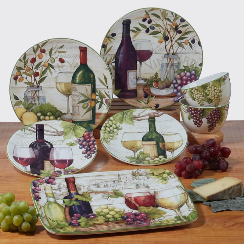 Certified International Meadow Brook 6" Canape/Luncheon/Appetiser Plates, Set of 4 Assorted Designs - 11' x 11'