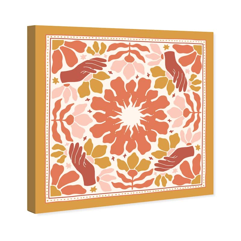 Wynwood Studio Canvas Abstract Floral Pattern Scarf Orange and Ochre Modern & Contemporary Wall Art Canvas Print