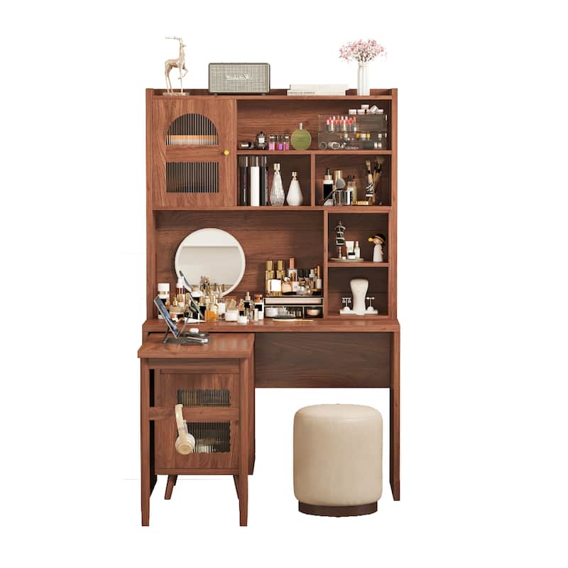 43x70 Inch 90° Rotating Desktop Computer Desk ，Office Desk with Storage Drawer & Cabinets ， Gaming Desk with Shelves