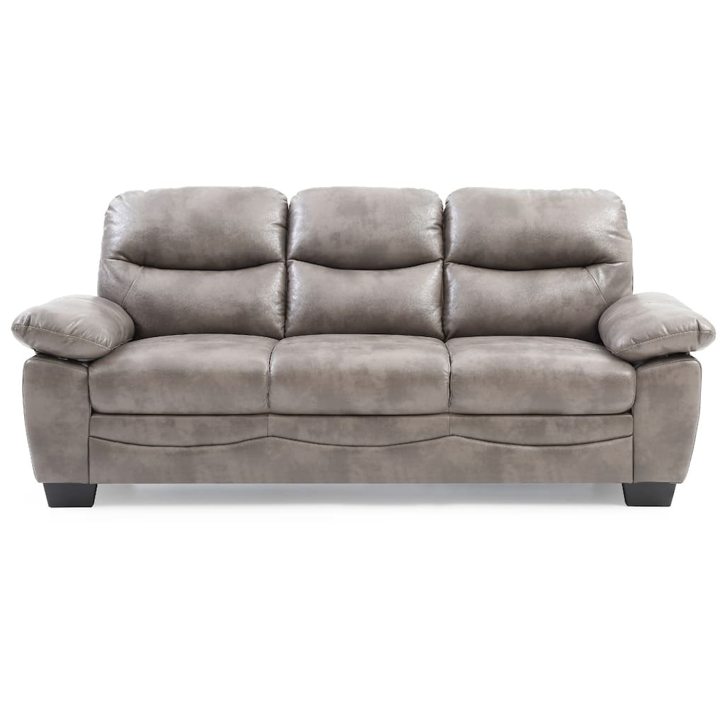 Flared Arm Faux Leather Straight Sofa - 78" - Gray