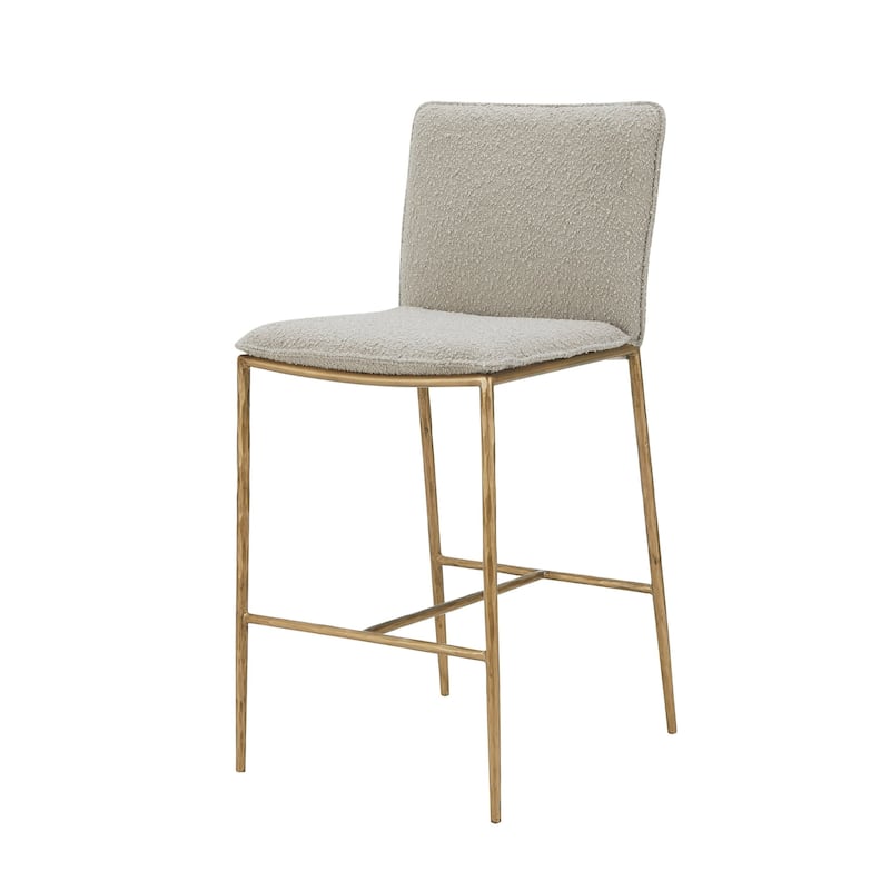 Modrest Atlanta Modern Beige Fabric & Brass Counter Chair
