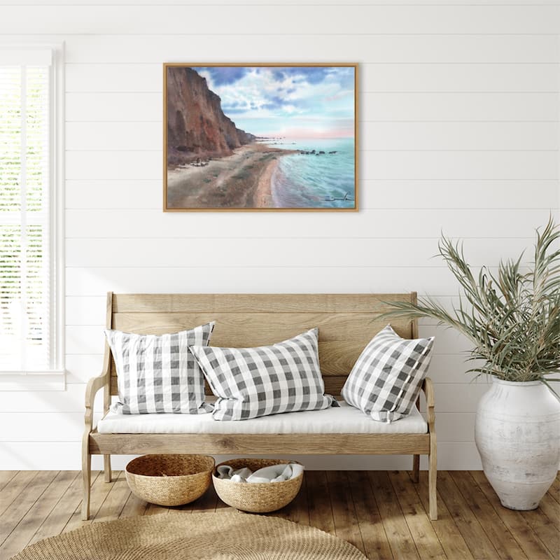 Tropical Wild Beach by Samira Yanushkova Framed Canvas Wall Art Print - Sylvie Natural