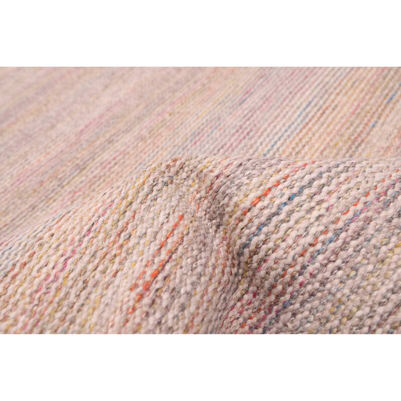 ECARPETGALLERY Flat-Weave Nevada Light Grey Wool Kilim - 5'4 x 7'9