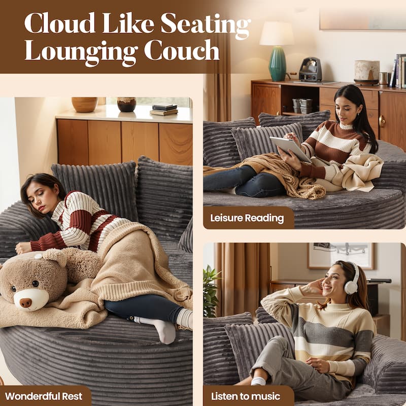 HOOOWOOO Modern Plush Fabric Floor Sofa Couch