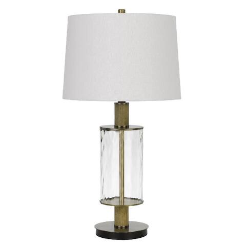42 Inch Clear Glass Table Lamp with Dimmer and Oak Wood Accent - 41.4 L X 16 W X 31 H Inches