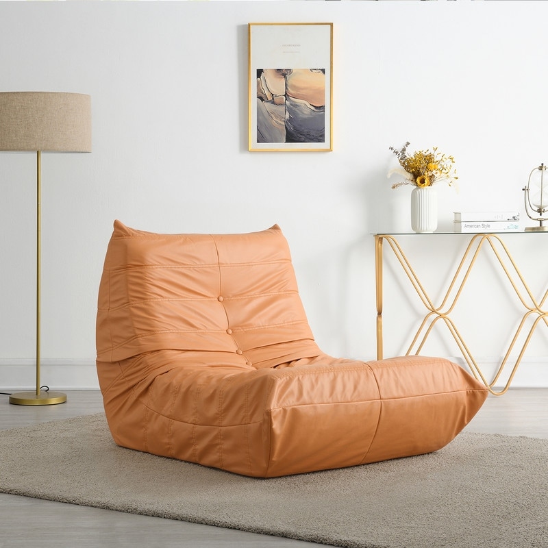 Bean Bag Chair Bean Bag Cover Luxury Single Lazy Sofa Cover PU Faux Suede  Leather Bean Bag Pouf Chair for Bedroom Living Room Garden, Without Filling
