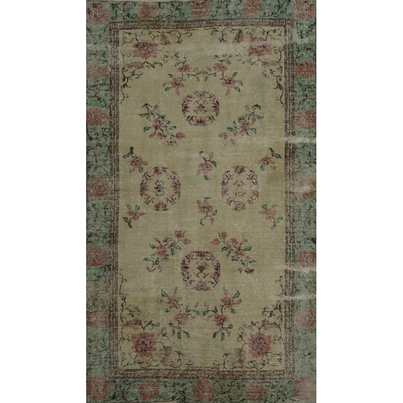 Hand Knotted Oriental 100% Wool Carpet Transitional All-Over Beige & Ivories Anatolian Area Rug - 6' 5'' X 3' 8''