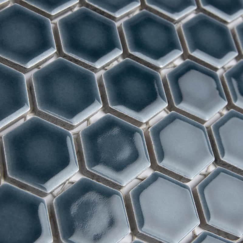 Merola Tile Tribeca 1" Hex Glacier Blue 10-1/4" x 11-7/8" Porcelain Mosaic Floor and Wall Tile