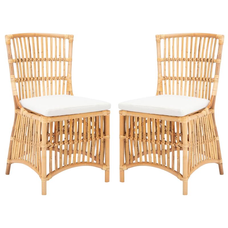 SAFAVIEH Erika Coastal Rattan Accent Chair with Cushion (Set of 2) - 19.7" W x 22.1" L x 35.4" H