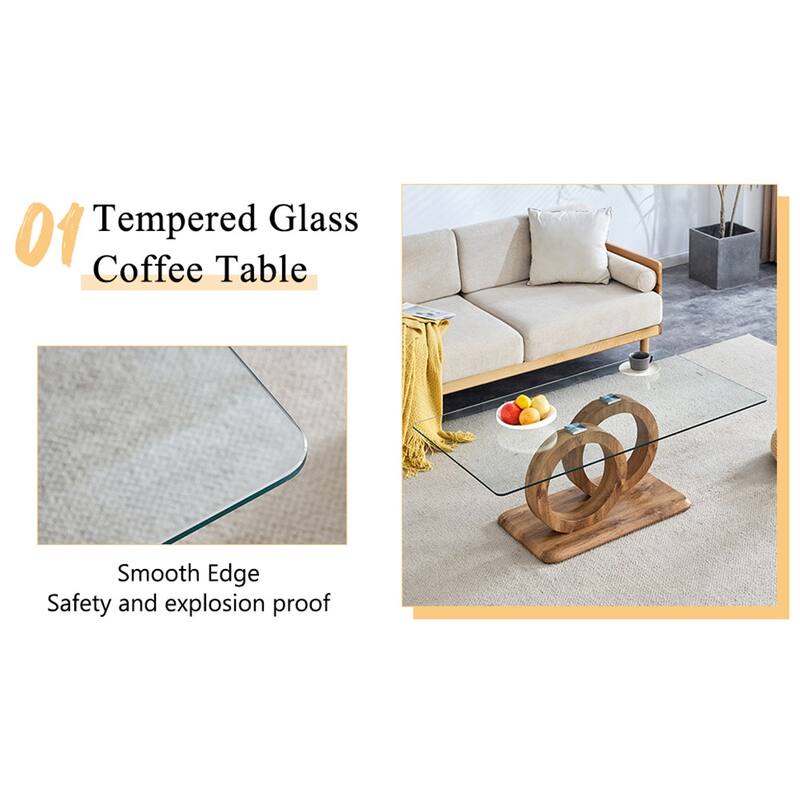 Glass Top Coffee Table with MDF Base for Living Rooms and Lounge Areas
