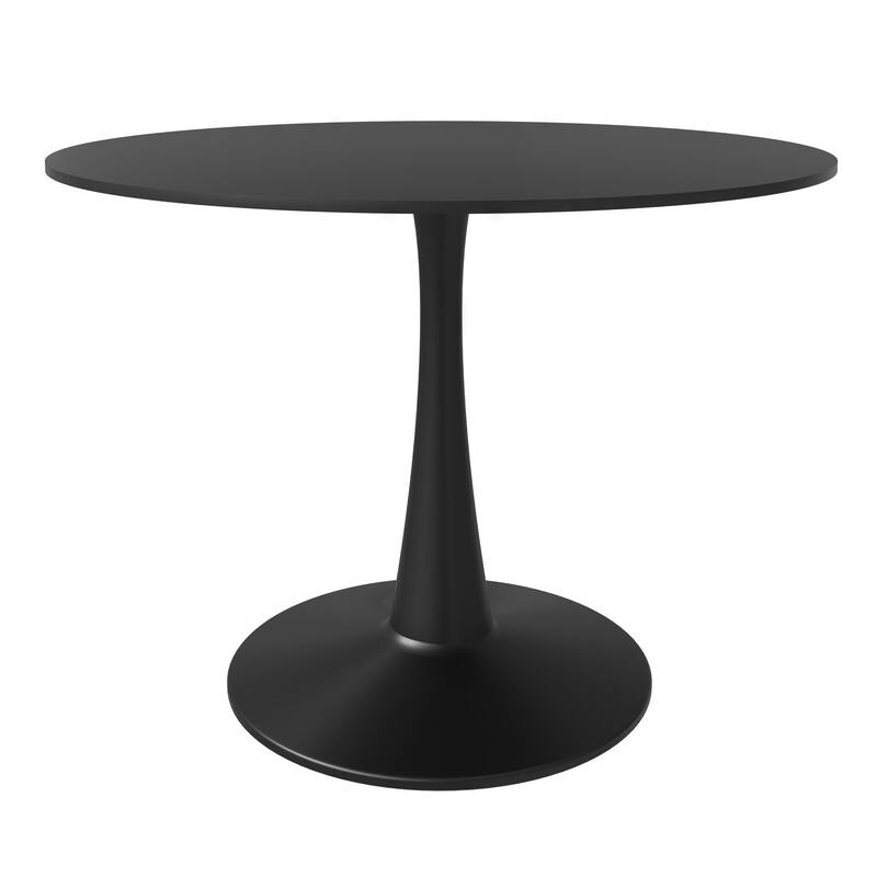 LeisureMod Bristol 40" Round Dining Table for 4 with MDF Wood Tabletop in Black Steel Base for Kitchen & Dining Room