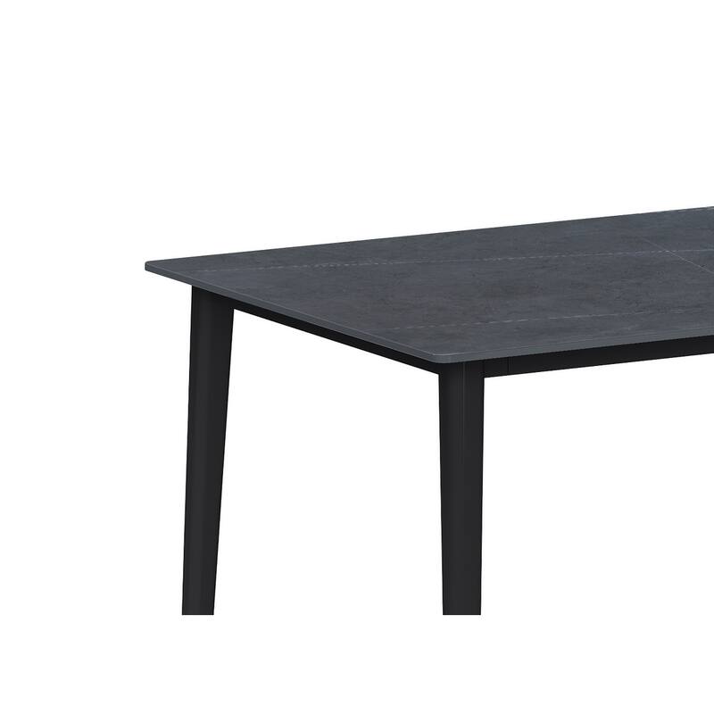 Somette Marbleized Ceramic Top Table w/ Steel Four-legged Base