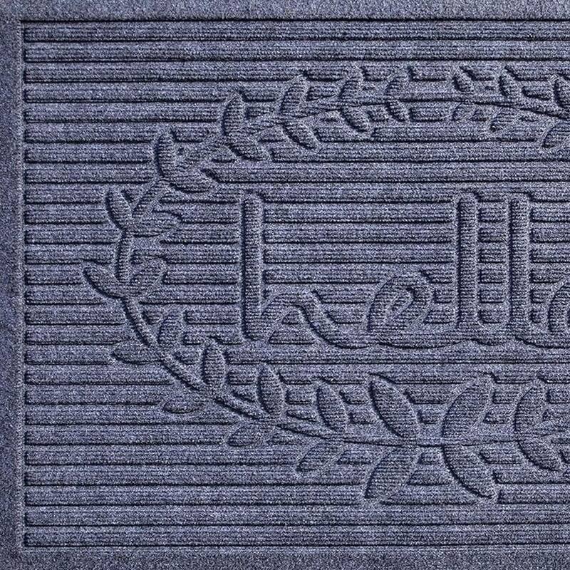 HomeRoots 24" X 36" Dark Gray Striped Hello Outdoor Polypropylene Door Mat - 24' X '36
