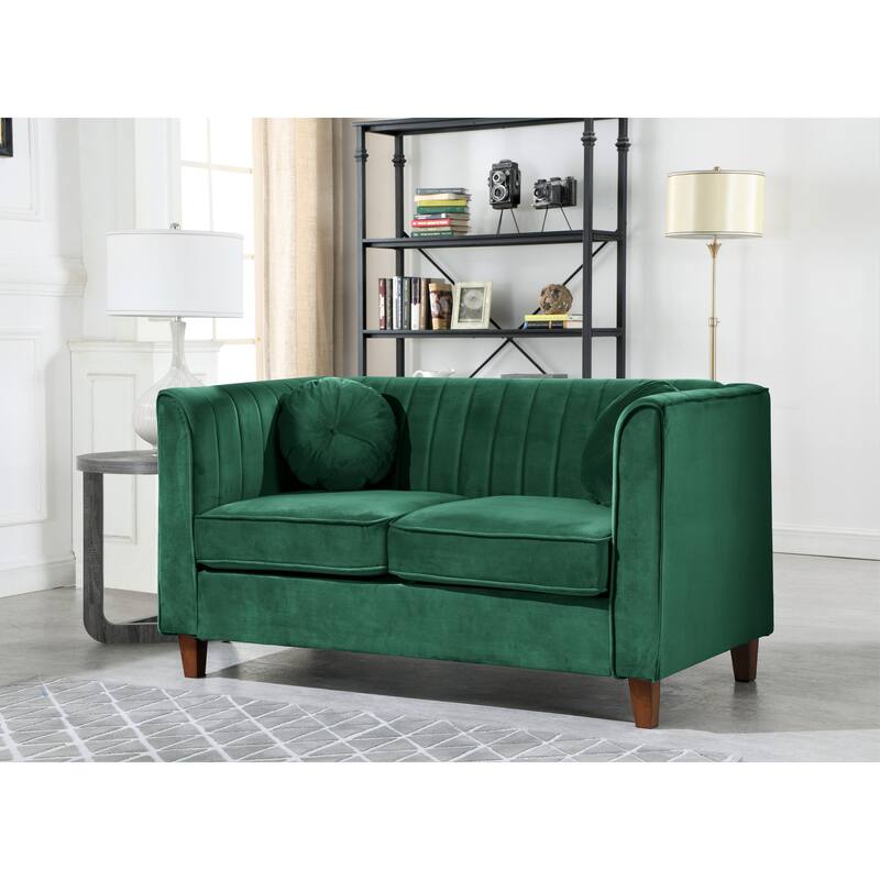 Boton Chesterfield Loveseat - Green