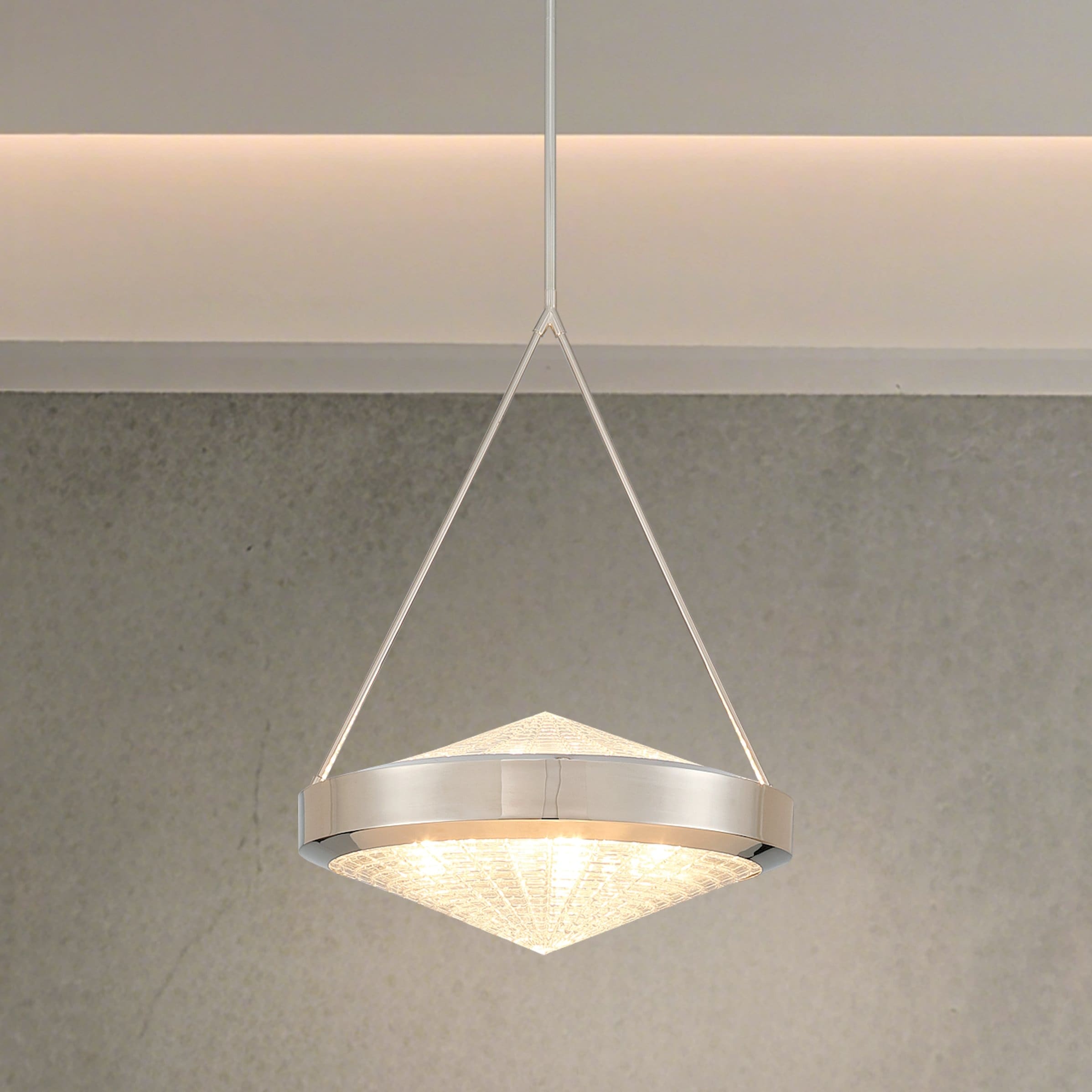 Thesis Agate 20-inch 4-light Polished Nickel Pendant Light with Clear Holophane Glass Shade