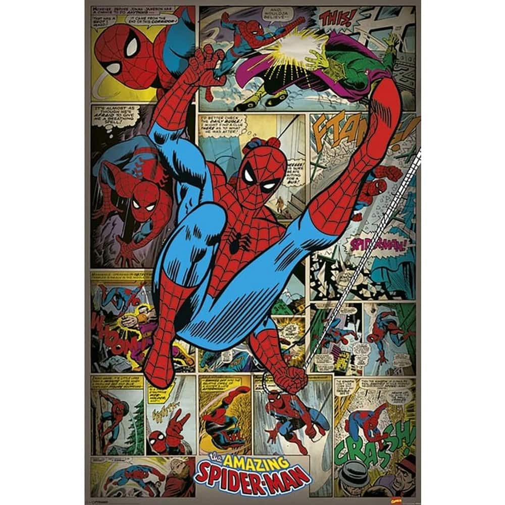 Spiderman Retro Comic Book Cover Art Poster - 24 x 36 Inch