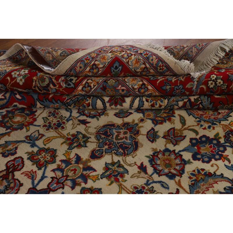 Hand Knotted Oriental 100% Wool Carpet Traditional Floral Beige & Ivories Najafabad Area Rug - 16' 1'' X 9' 11''