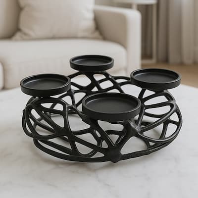 12 Inch Decorative Handmade Aluminum Modern T-Light Candle holder - 12 x 12 x 4.5 in