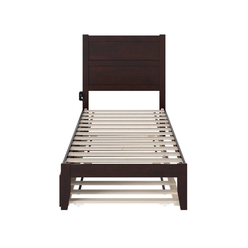 NoHo Twin Platform Bed with Twin Trundle in Espresso