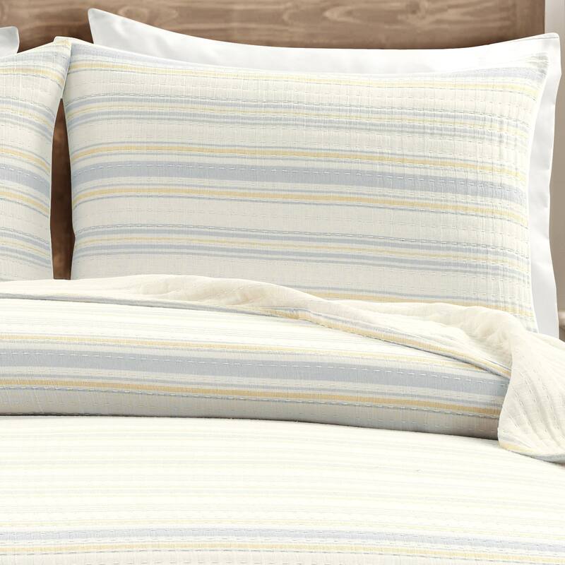 Lush Decor Solange Stripe Kantha Pick Stitch Yarn Dyed Cotton Woven 3 Piece Quilt/Coverlet Set