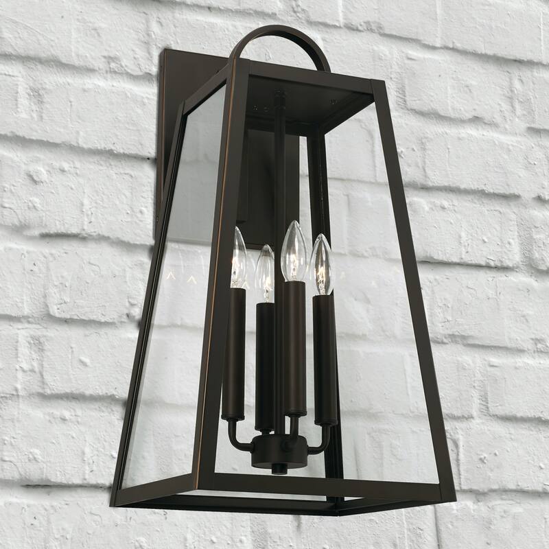 Leighton 12" 4-light Outdoor Wall Lantern w/ Clear Glass