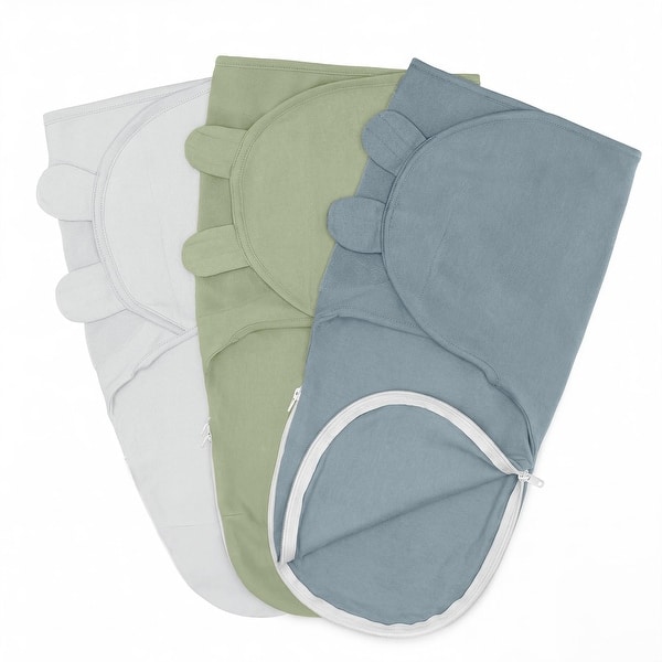 slide 2 of 25, Easy Swaddle Blanket with Zipper Closure by Comfy Cubs Large (3-6 Months) - Stone, Pacific Blue, Sage