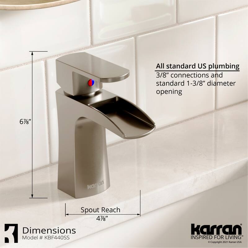 Karran Kassel Single Hole Single Handle Basin Bathroom Faucet with Matching Pop-up Drain