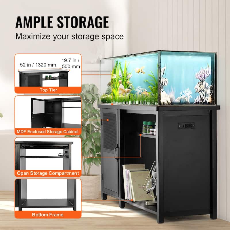 Aquarium Stand Reptile Tank Stand with Storage, Cabinet and Hardware Kit