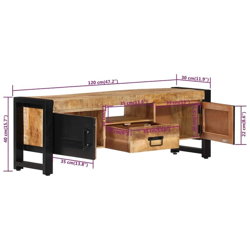 vidaXL TV Stand 47.2"x11.8"x15.7" Solid Wood Reclaimed - 47.2" x 11.8" x 15.7"