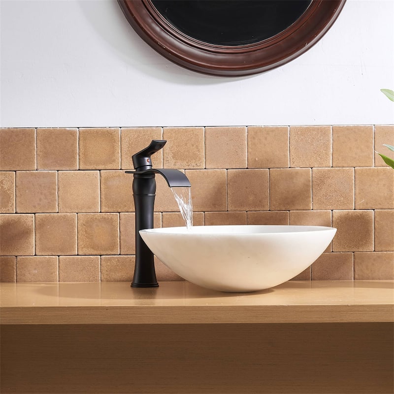 Waterfall Bathroom Vessel Faucet With Drain Assembly Single Handle Bathroom Vessel Sink Faucets One Hole Basin Vanity High Taps