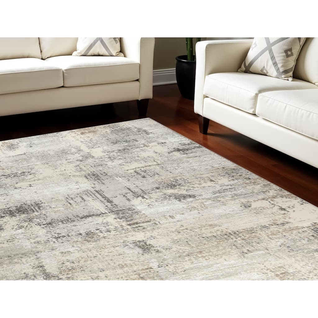 Power Loomed Abstract Modern Non Skid Stain Resistant Area Rug - 118' X '94' X '0.5