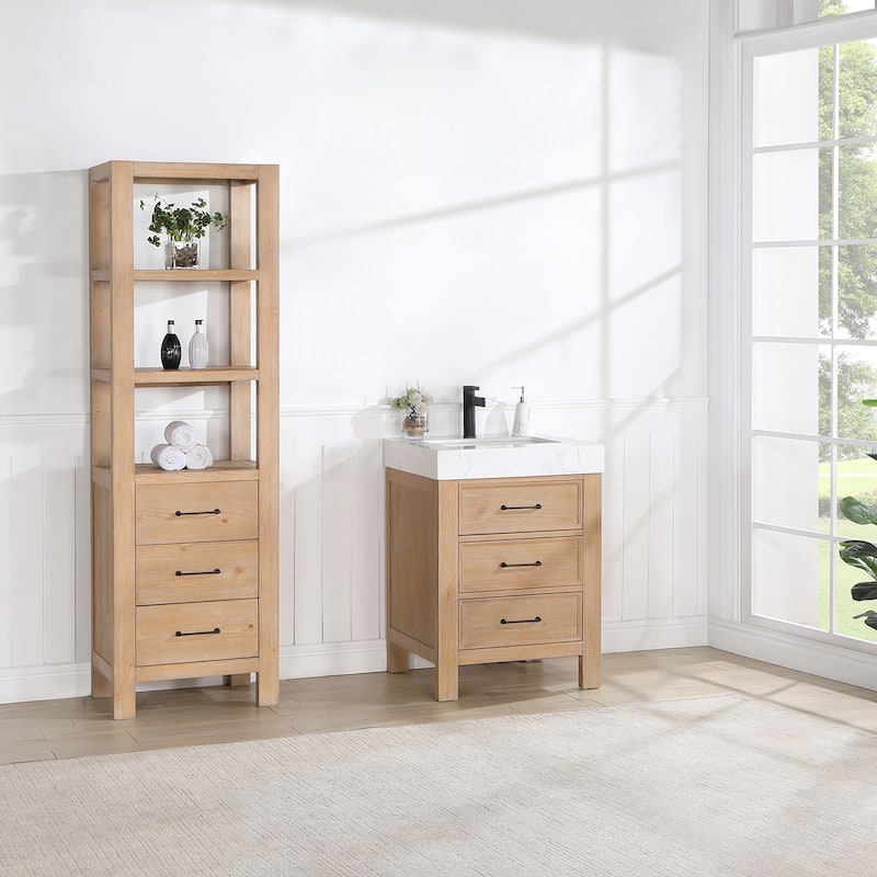 Leon 24 in. Single Bathroom Vanity with Composite Stone Top