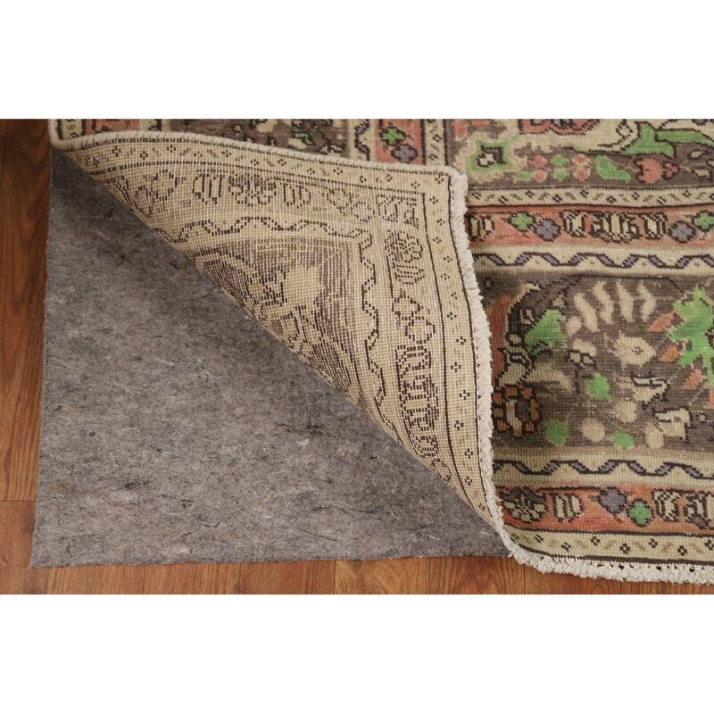 Blue Traditional Tabriz Persian Rug Hand-Knotted Floral Wool Carpet - 6'8"x 9'7"