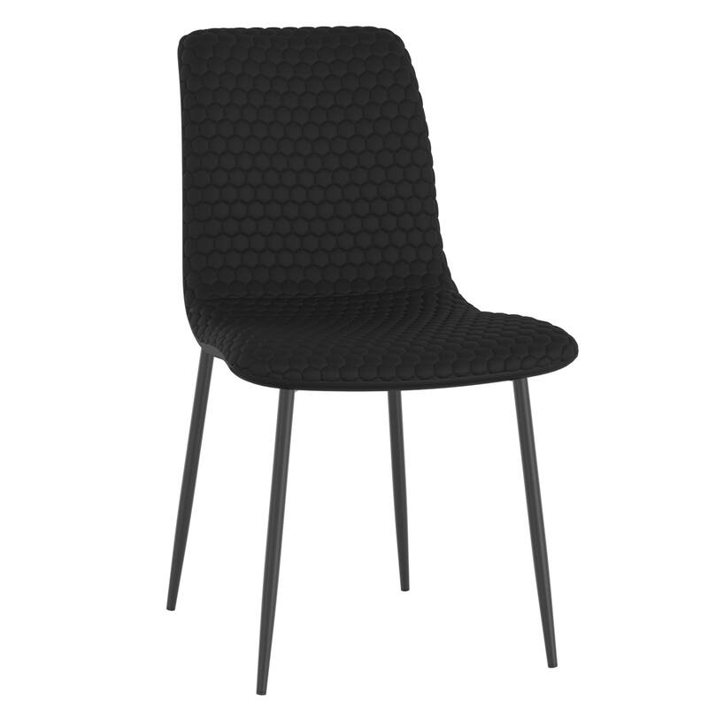 Contemporary Faux Leather and Metal Dining Chair, Set of 4 - Black