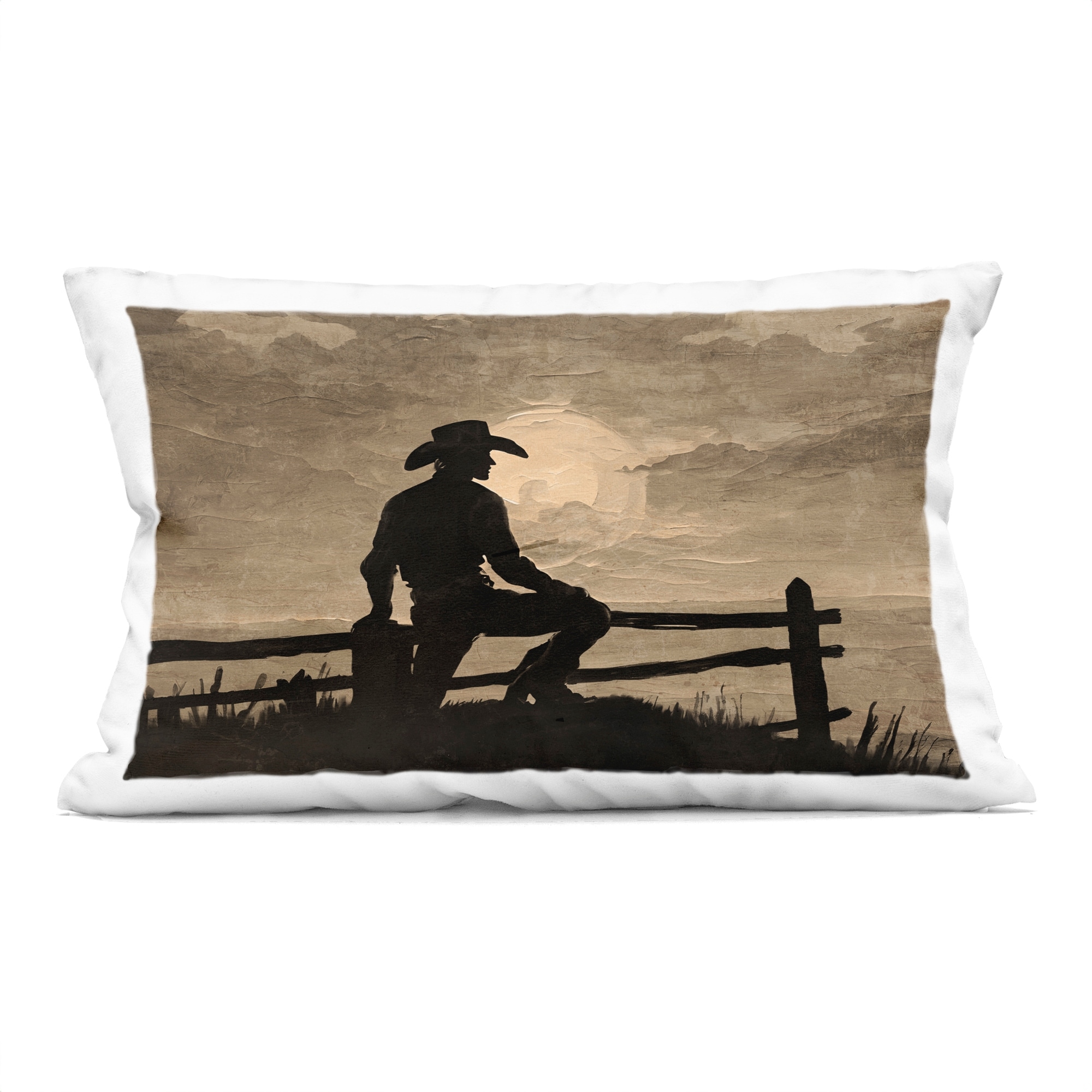 Stupell Sunset Cowboy Fence Silhouette Decorative Printed Throw Pillow Design by Kim Allen