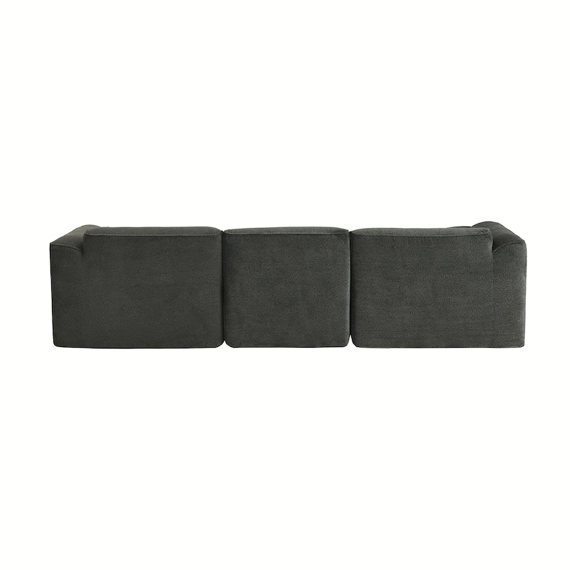 Double-needle cut velvet sofa,4-seater with pure sponge seat cushions and a detachable footstool,includes 3 throw pillows.