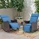 preview thumbnail 2 of 4, Outdoor Recliner Rocking Chairs with Soft Removable Cushions and Footrests - One Chair