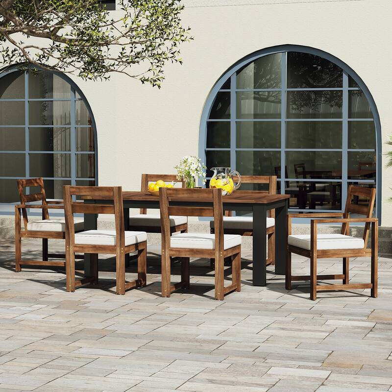 7-Piece Patio Dining Set with Stylish Table, 6 Chairs for Garden
