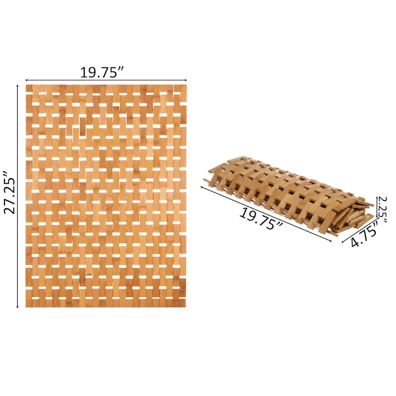 Foldable Bamboo Bath Mat Natural Anti-Slip Rug, Flooring Solution for Stylish Bathroom and Vanity Decor