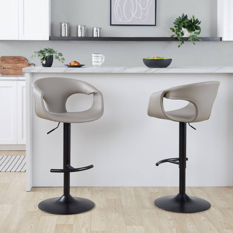 Porch & Den Saurya Adjustable Bar Stool with Rounded T Footrest (Set of 2)