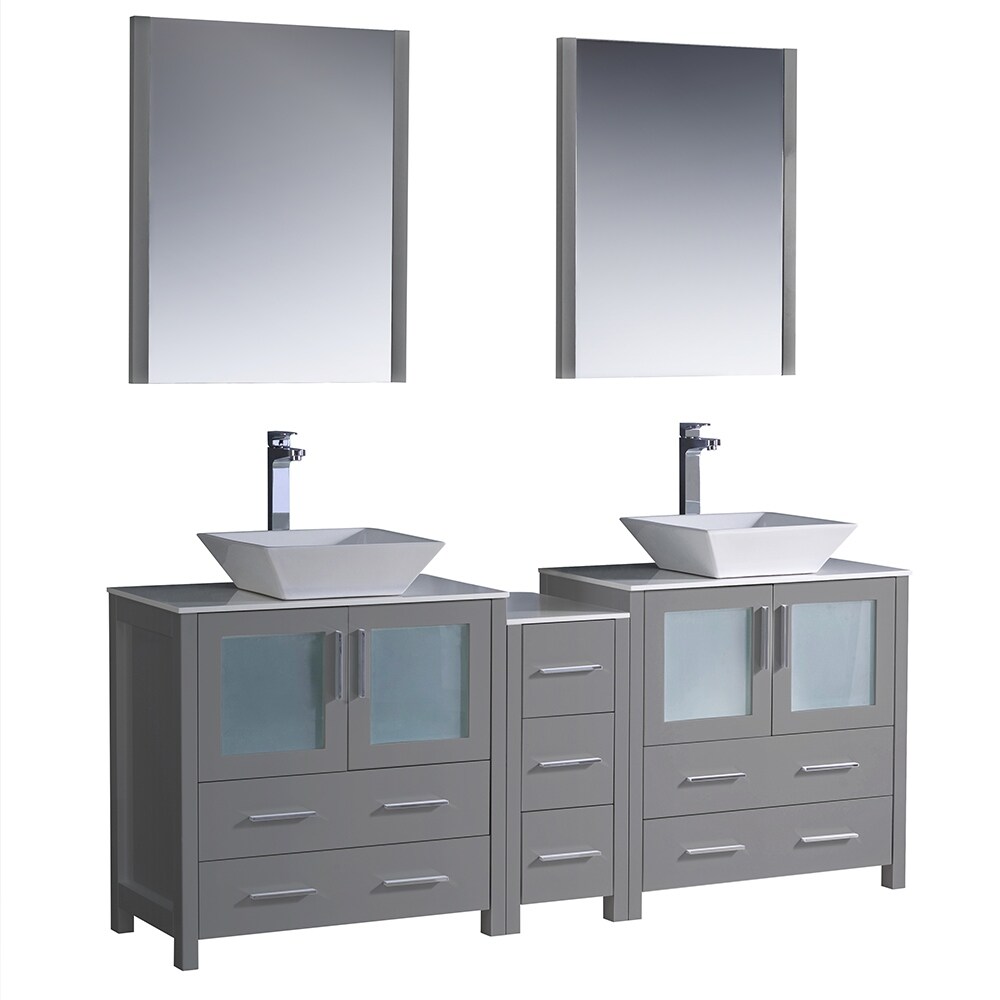 Shop Fresca Torino 72 Sink Bathroom Vanity W Side Cabinet Vessel Sinks Overstock 31488884